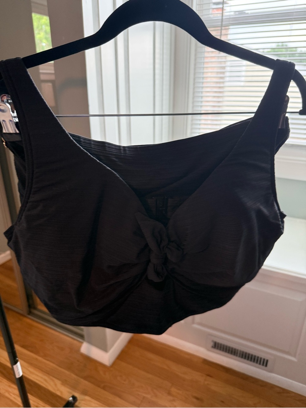 Classic Black Artesands Knot-Front Longline Bikini and High Waist Bottoms